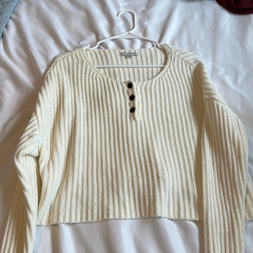 American Eagle Cream Knit Sweater